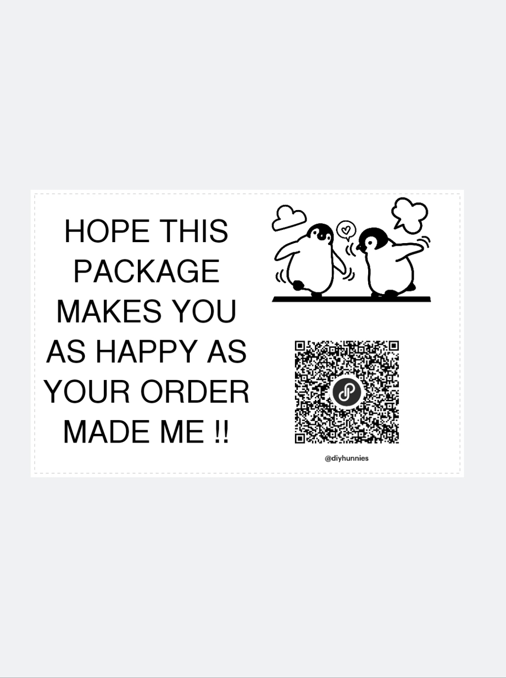 Black & White Penguin Thank You Sticker (4x6)